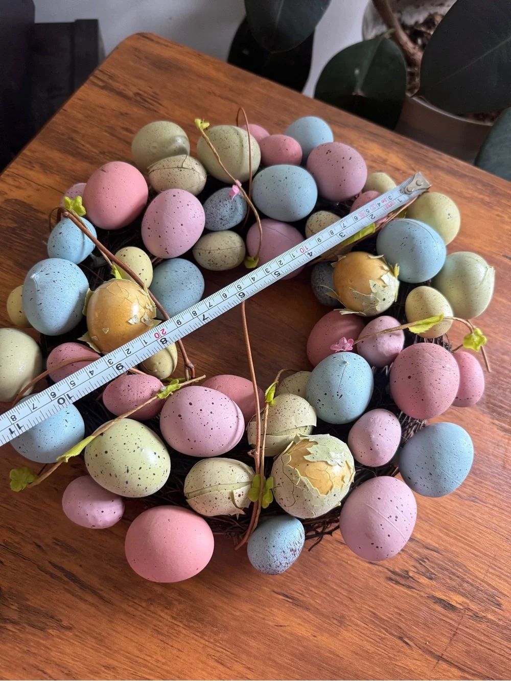Pastel Easter Egg Wreath - Spring Door Decor in Pink, Blue, Green, Cream, Yellow